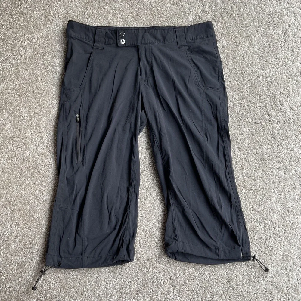 Columbia Capri Pants Womens 12 Black Omni-Shade Zip Pocket Hiking Sun Protection